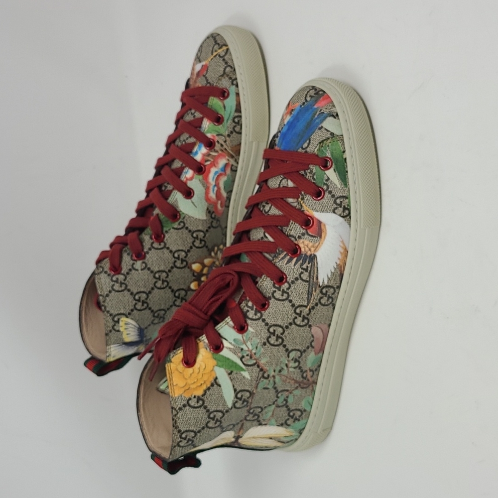 Gucci Unisex Coated Canvas High Top Sneaker Men's Size 5 G Women 9 - Picture 3 of 10